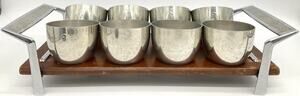 Vintage MCM Mid Century Set of 8 Pewter Jefferson Cups & Tray Web Pewter 1101
